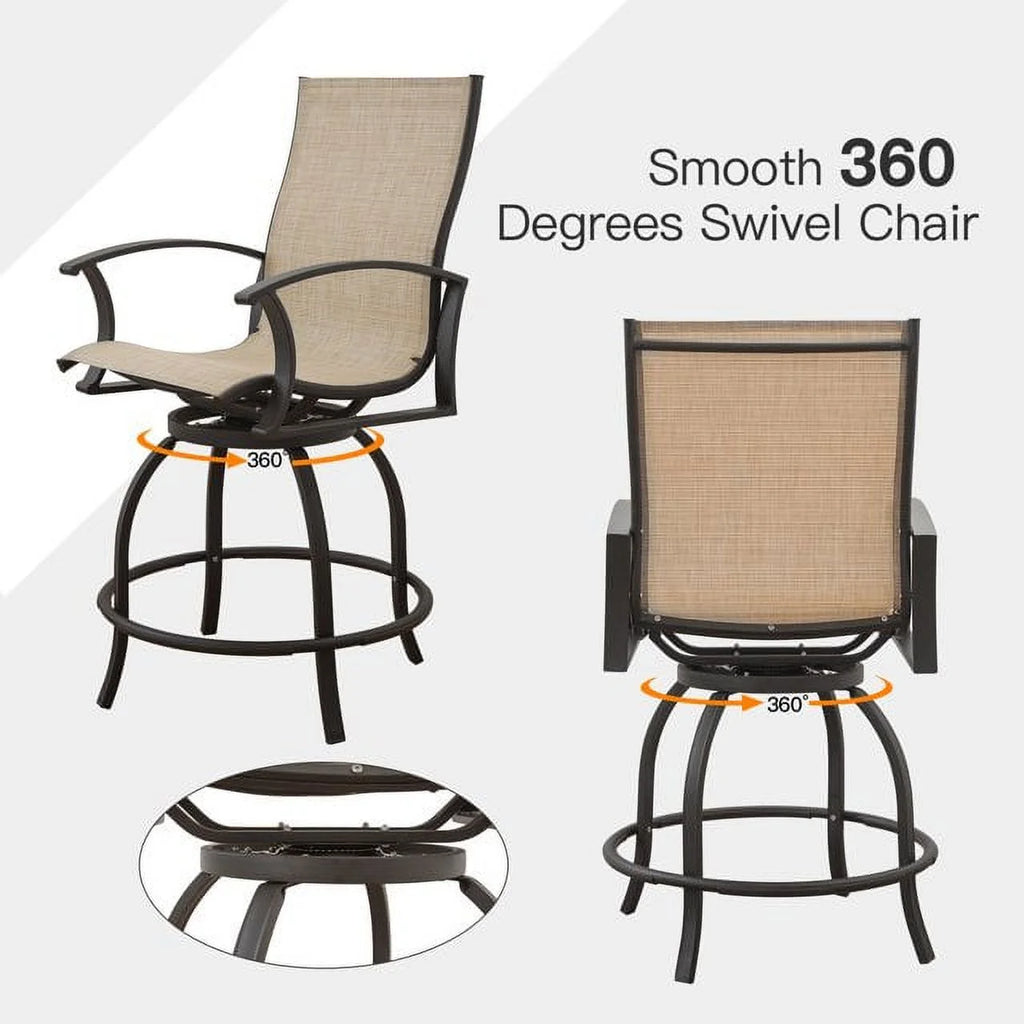 3 Piece Swivel Bar Stools and Table Patio Bistro Set L472666