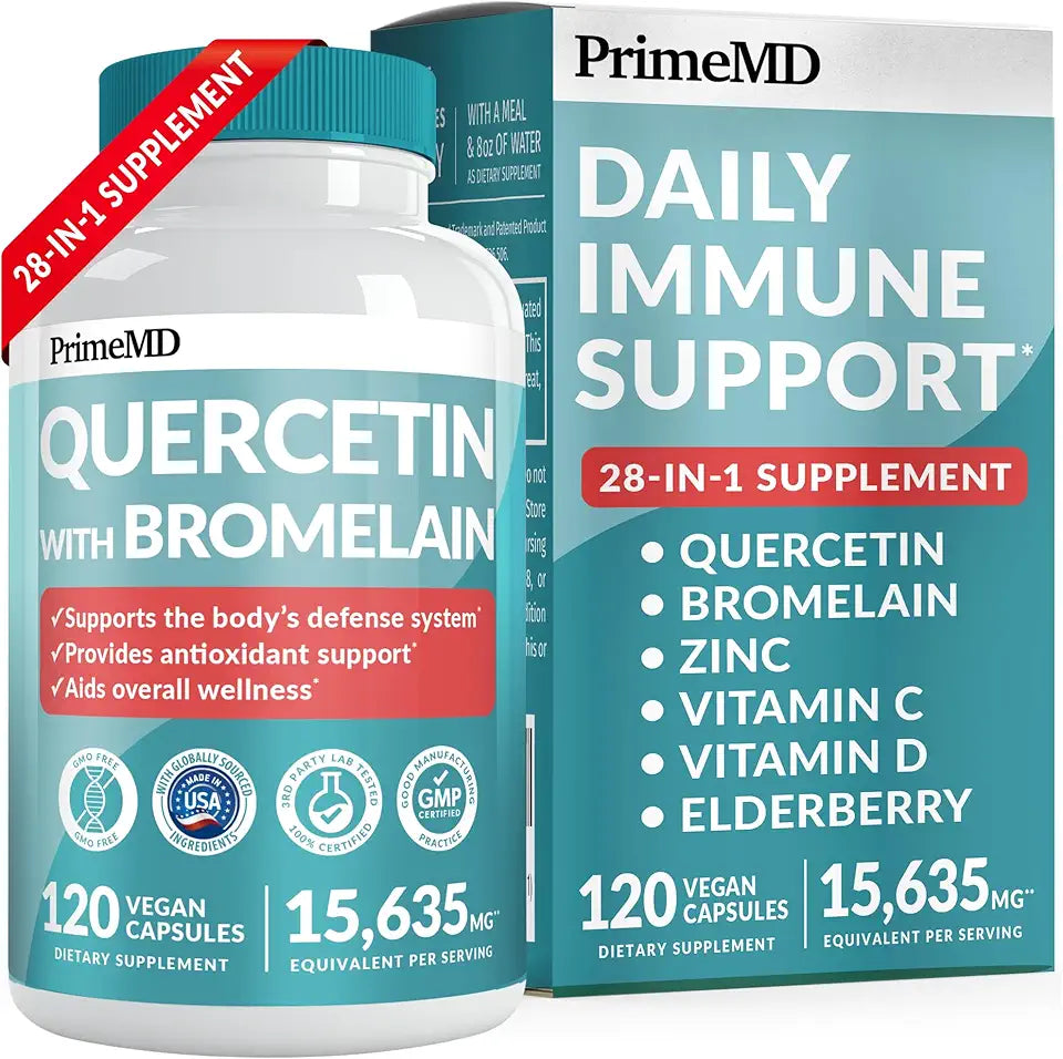 Quercetin with Bromelain Vitamin C Zinc Vitamin D Elderberry 120ct G671006