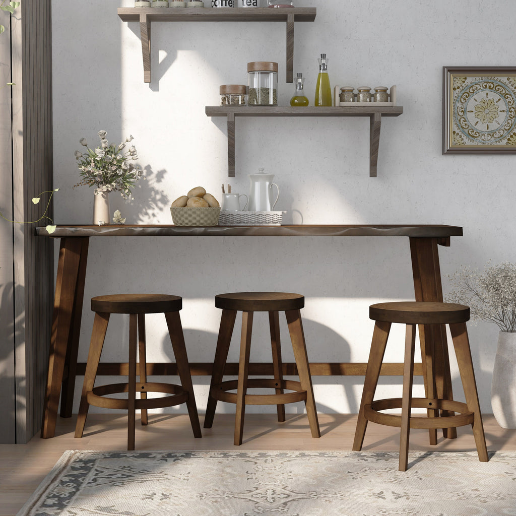 Walnut Wood 4-Piece Counter Height Table Set W8880