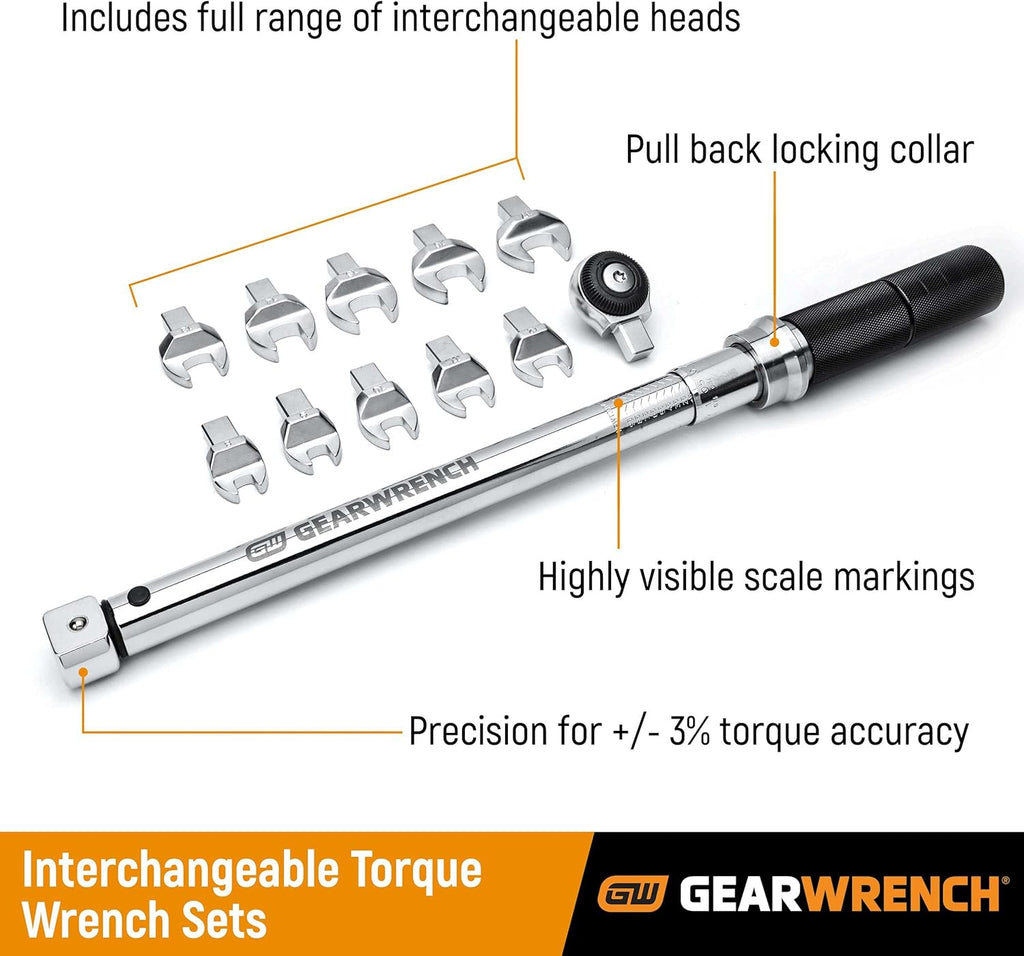 12 Pc. 3/8" Drive SAE Open End Interchangeable Torque Wrench Set K68137