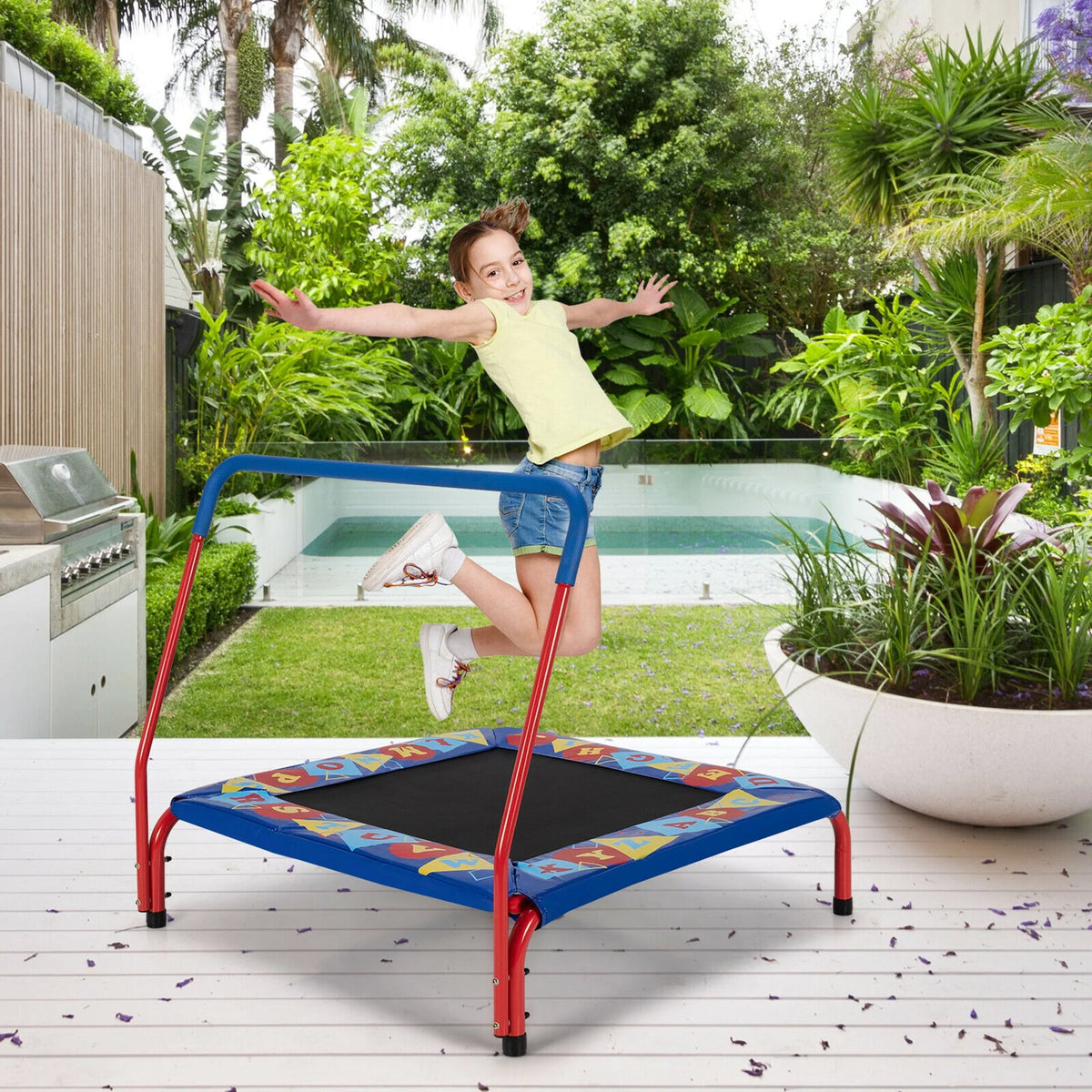 36'' Kids Square Trampoline with Foam Handrail K300130