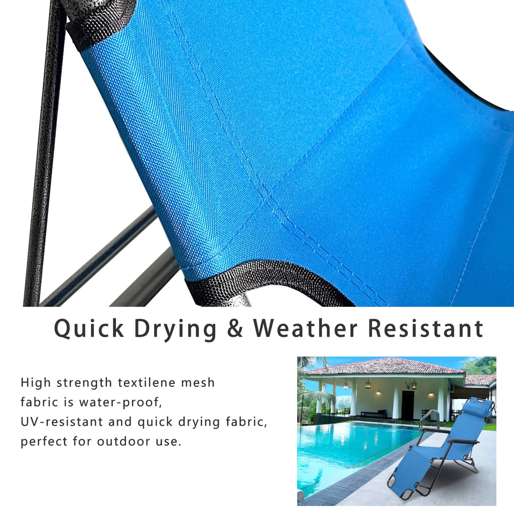 Blue Folding Beach Chair with Pillow F413
