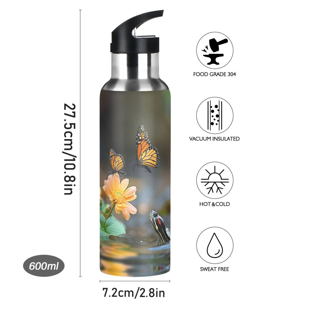 20 oz Insulated Stainless Steel Water Bottle with Straw Lid V18995