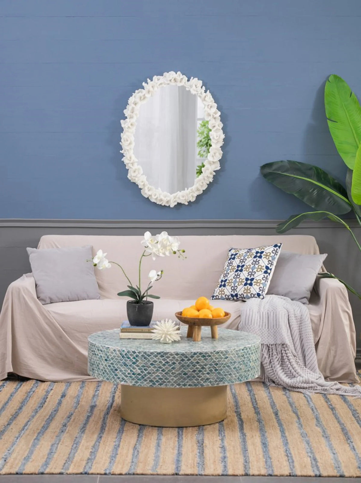White Oval Wall Mirror X447