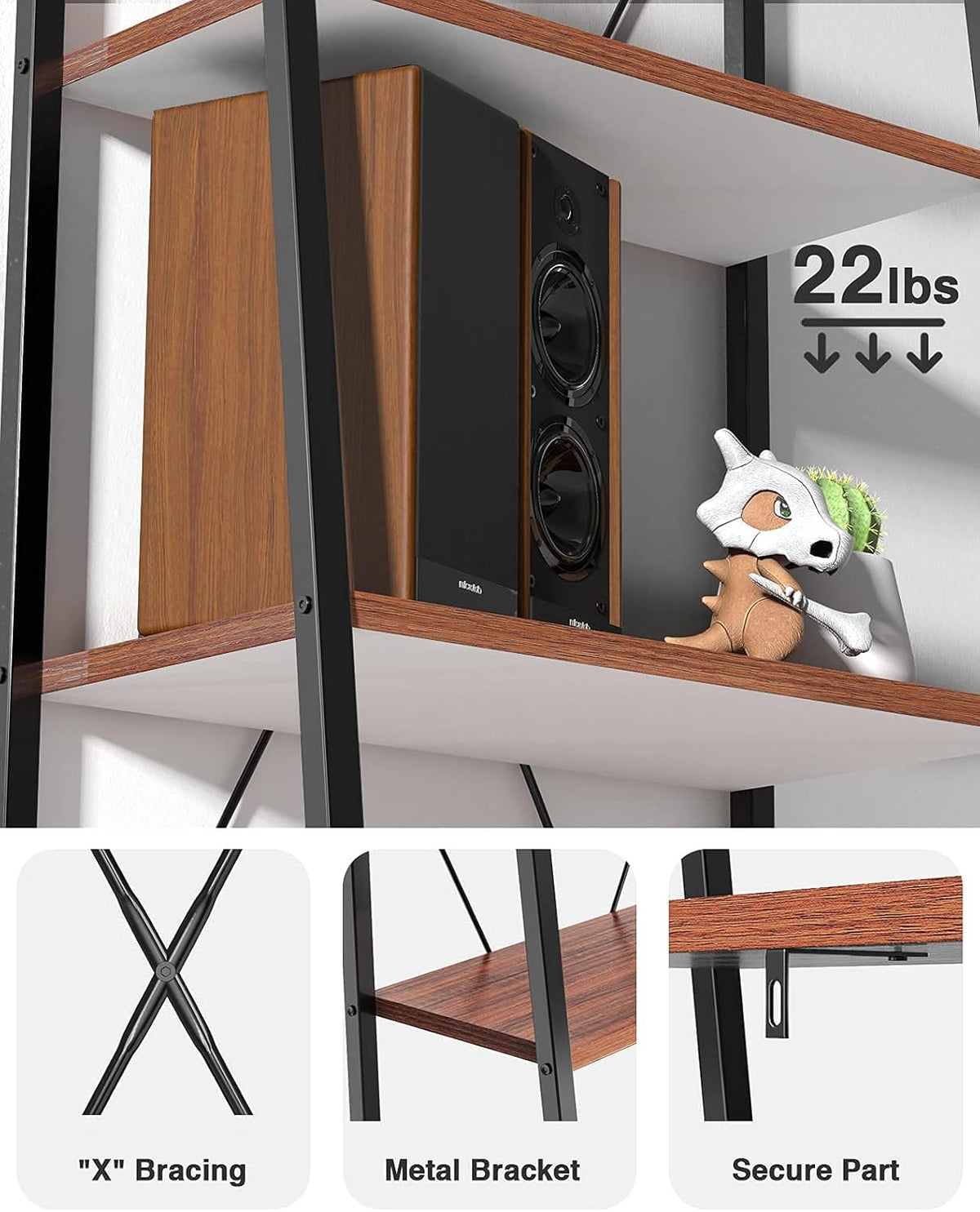 4-Tier Industrial Ladder Bookcase O641556
