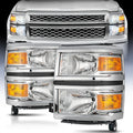 Chrome Housing Amber Reflector Headlight Assembly C163