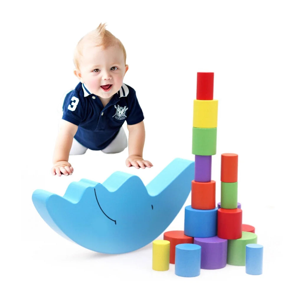 Wooden Baby Toys Balance Stacking Blocks Educational Toys I1908