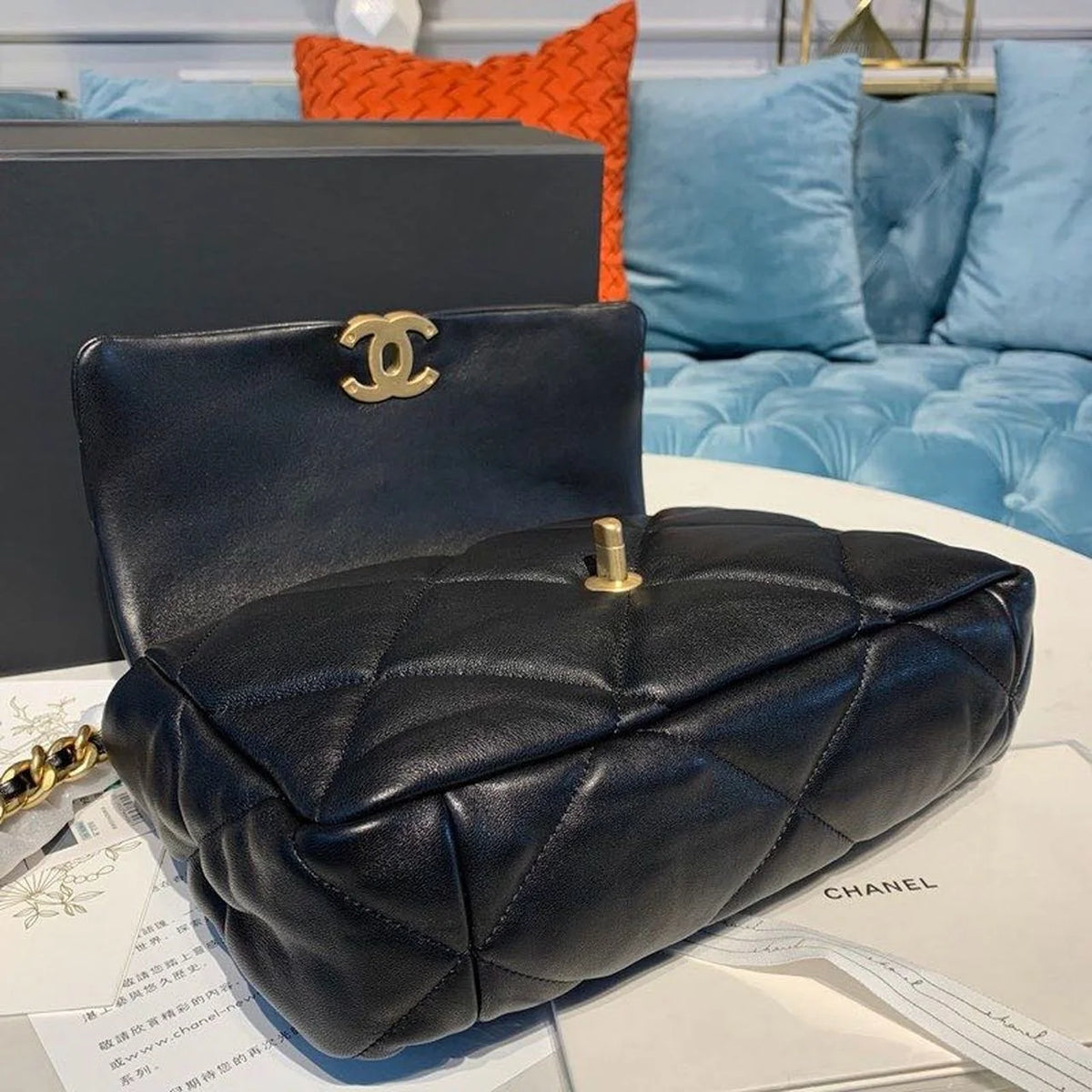 Black Goatskin Leather Flap Bag R427826