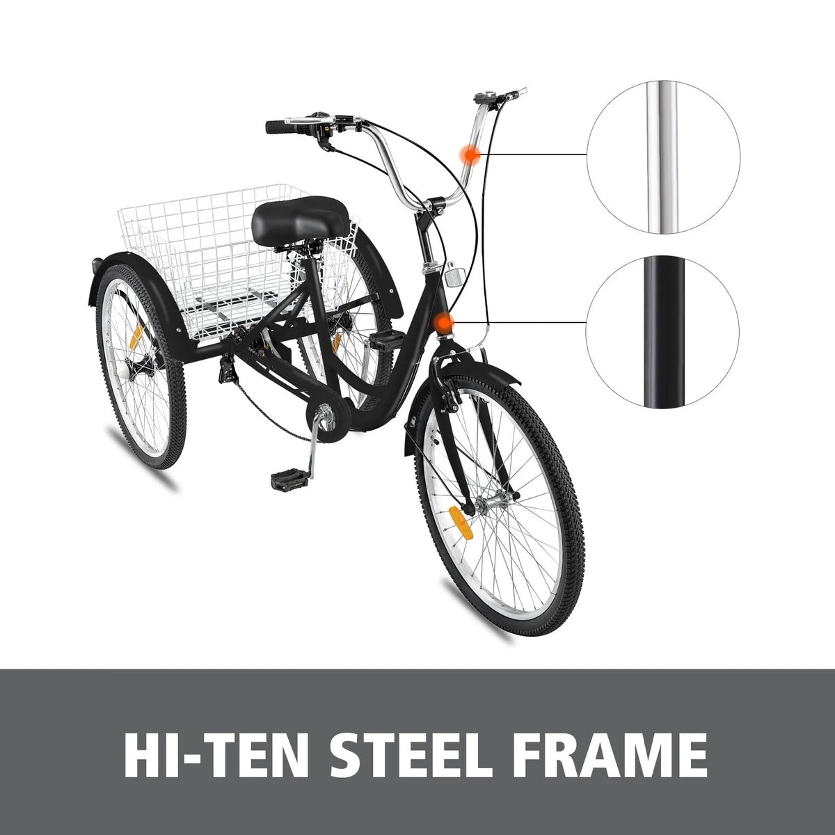24 1-Speed 3 Wheel Adult Tricycle with Basket A619