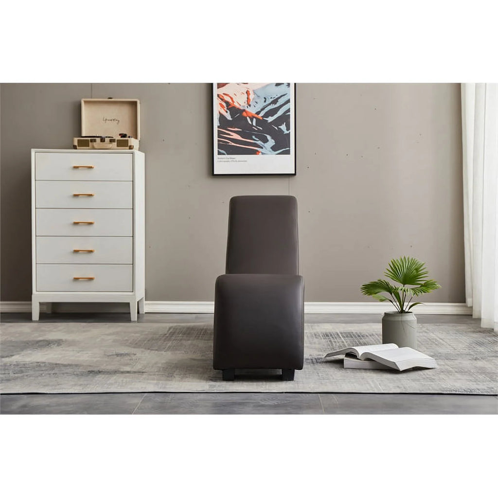 Brown Faux Leather Chaise U802
