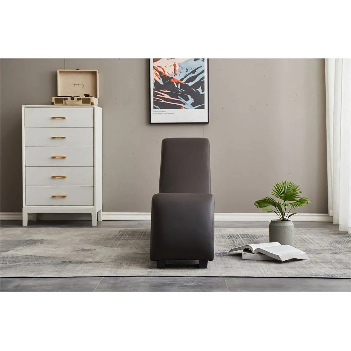 Brown Faux Leather Chaise U802
