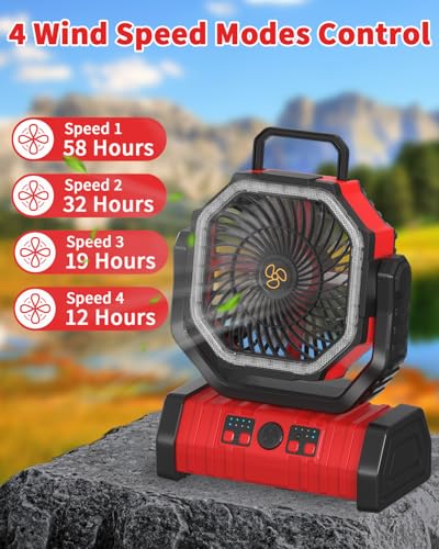 Battery Operated Portable Oscillating Fan with LED Lantern Light 20000mAh Rechargeable E690
