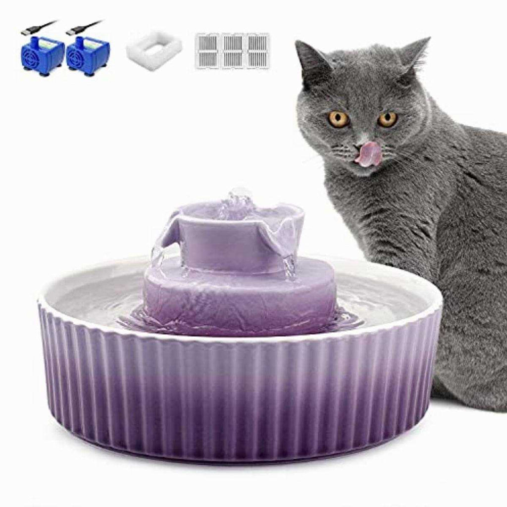 Ceramic Cat Water Fountain, 2.1 L Drinking Fountain Bowl W4626