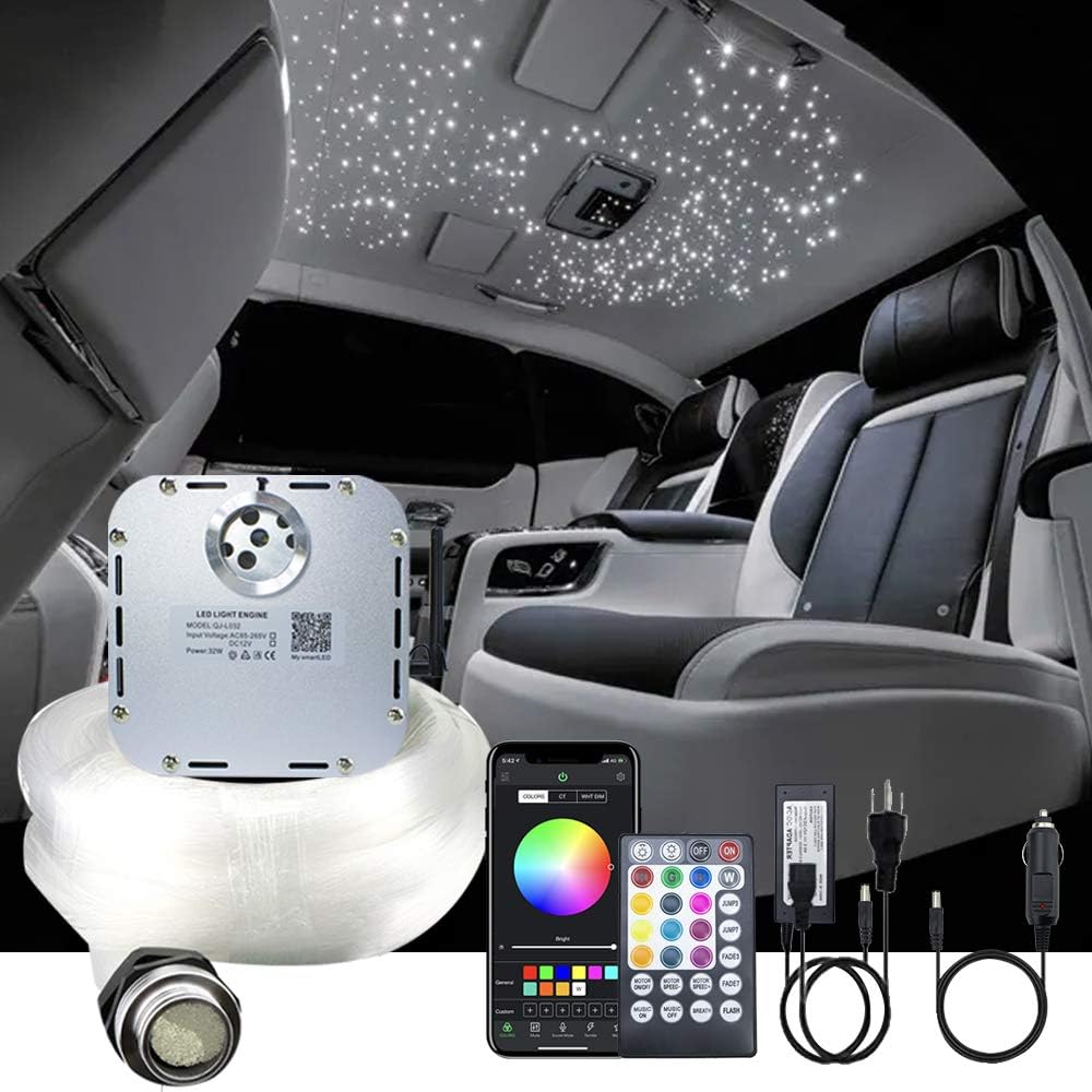 32W RGBW Fiber Optic Lights Kit with 1000pcs 0.75mm 16.4ft Fiber Strands M8033