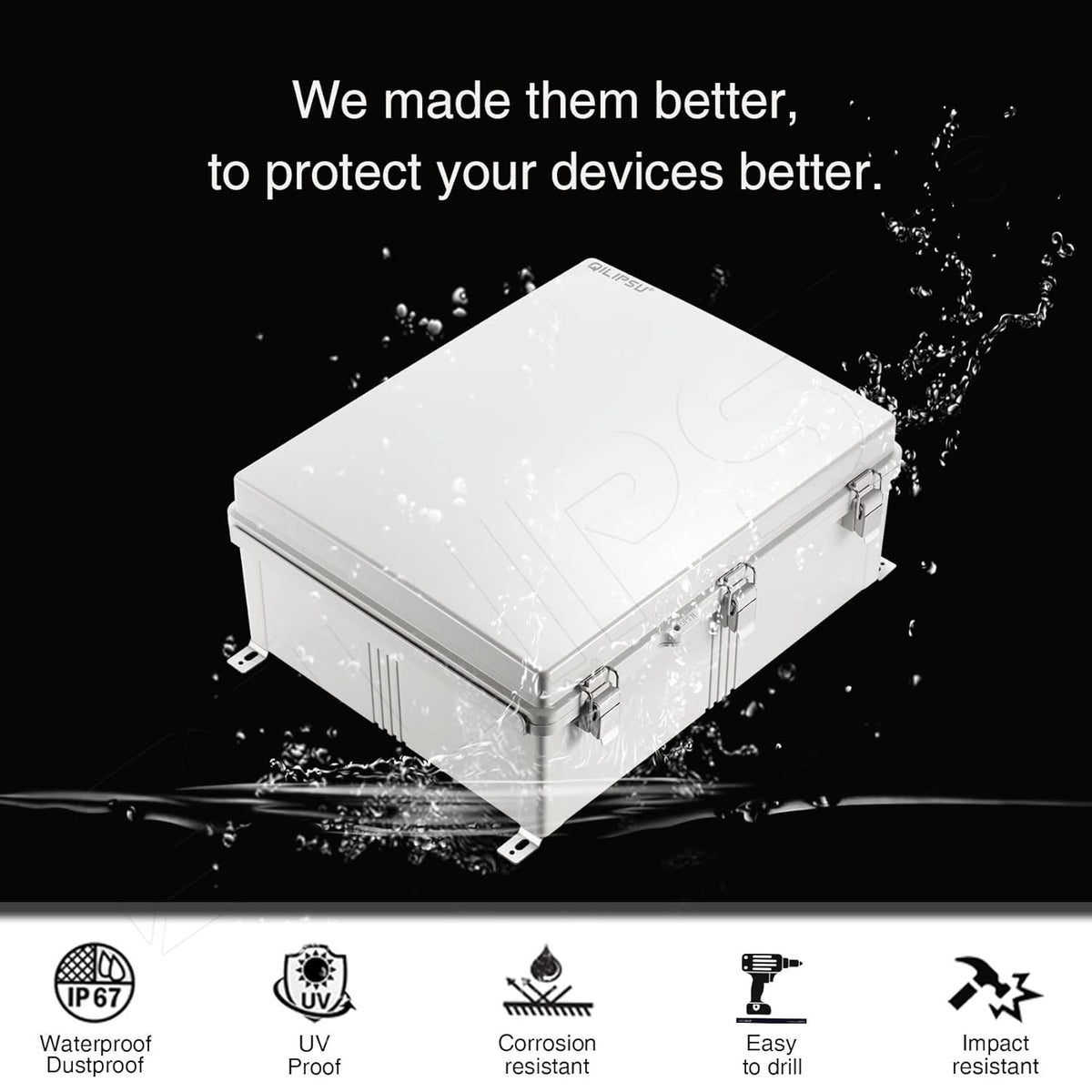 Junction Box with Mounting Plate, IP67 Waterproof ABS Plastic Grey E128135