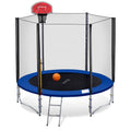 Net Ladder Basketball Hoop 8& Round Trampoline with Safety Enclosure J8774
