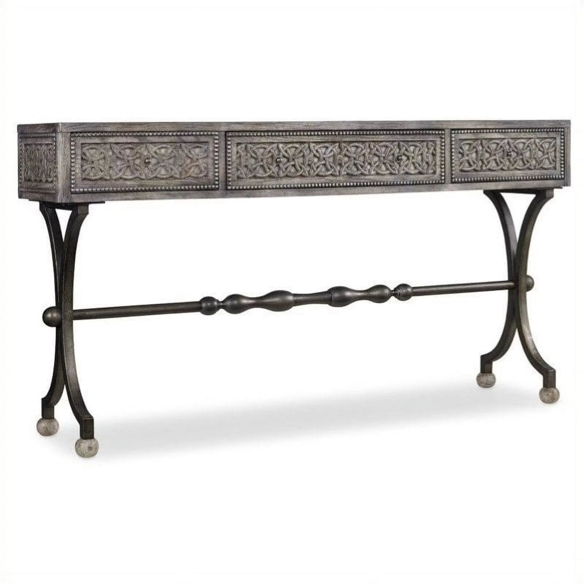3 Drawer Wood & Metal Console Table Y107750