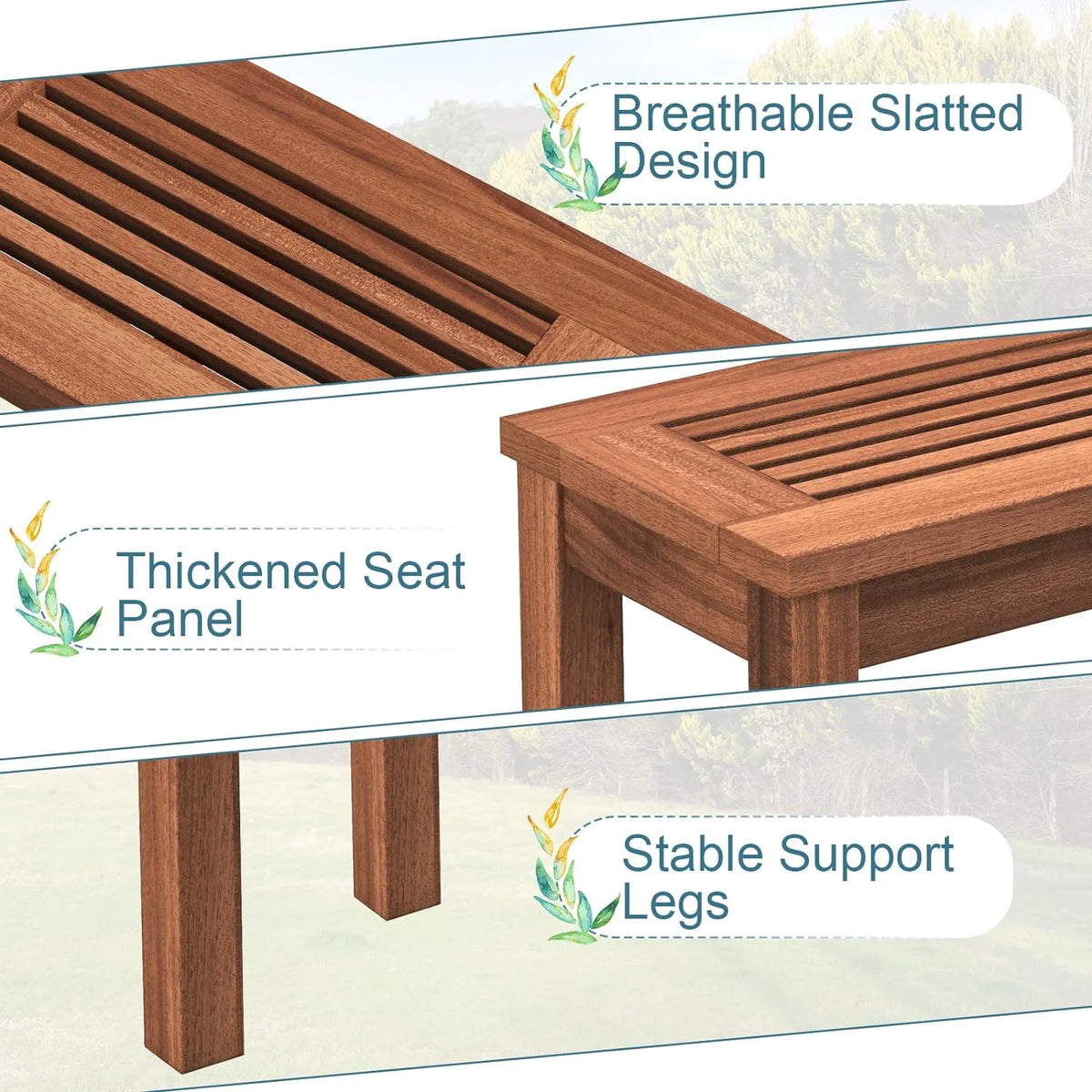 Weather Resistant Solid Wood 2 Seater Outdoor Bench B998006