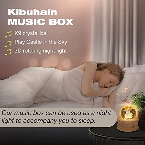 3D Crystal Ball Music Box with LED Light and Rotating Wooden Base X2745