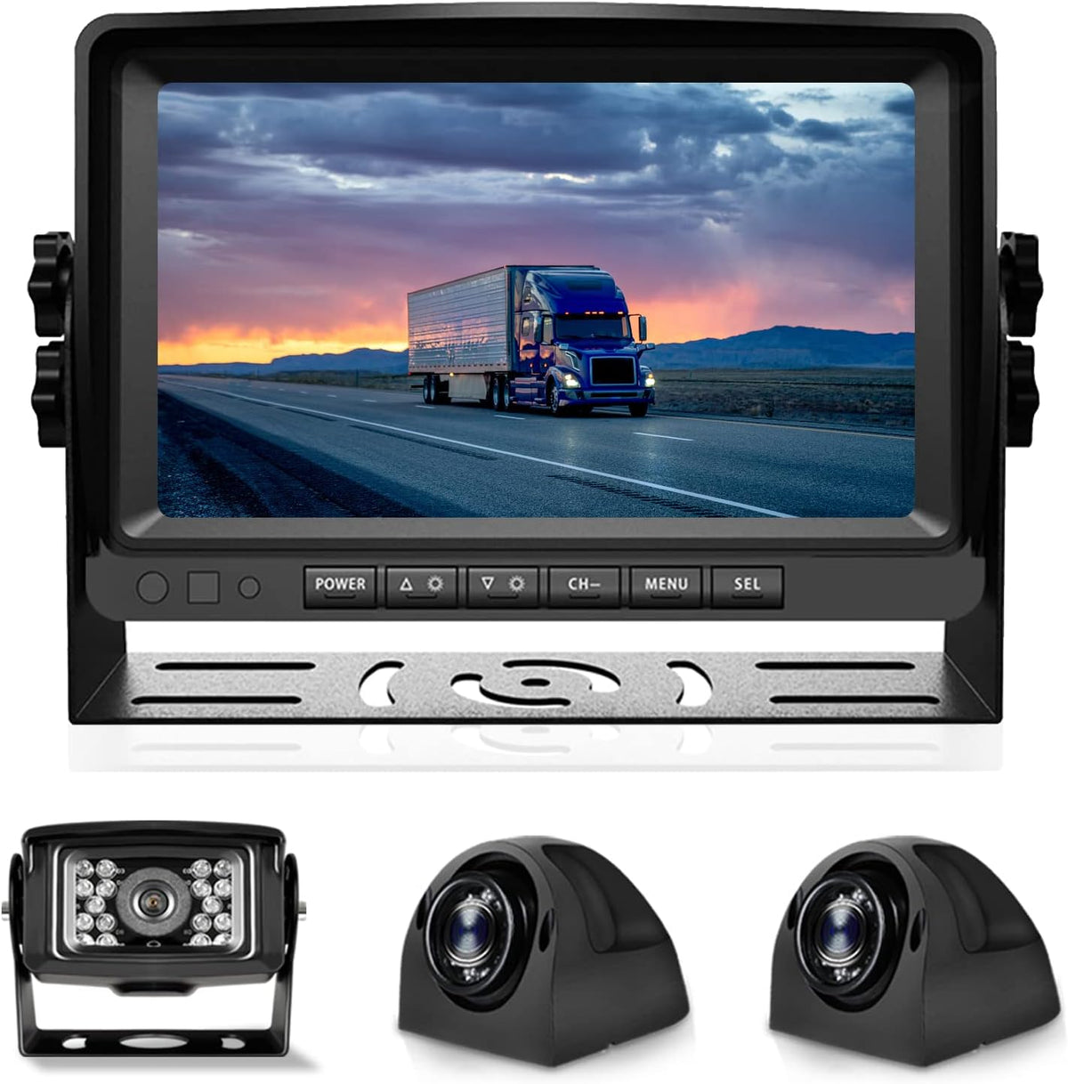 1080P 9" Wired Backup Camera System Kit with Built-in DVR, IP69 Waterproof, Split Screen, Night Vision Reversing Camera W541822