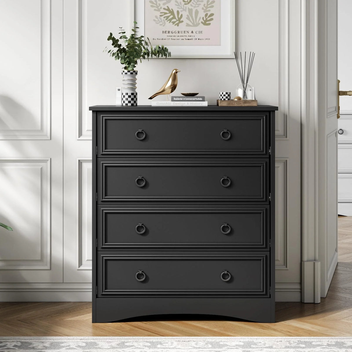 4 Drawer Gray Wood Dresser M9220