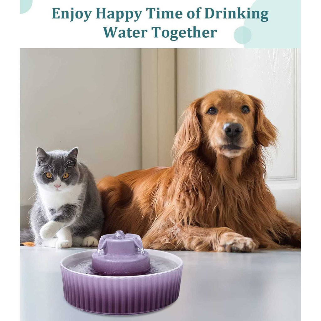 Ceramic Cat Water Fountain, 2.1 L Drinking Fountain Bowl W4626