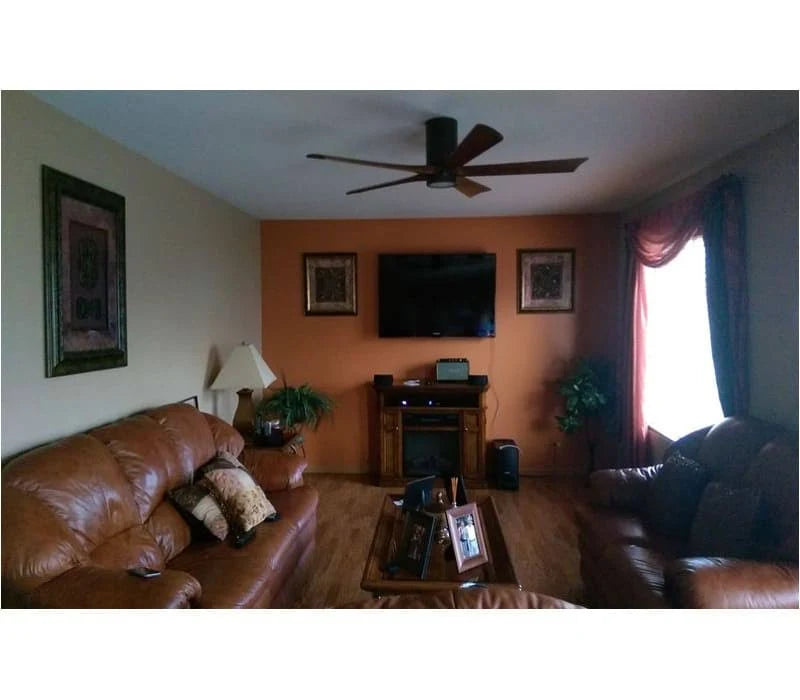 52 inch Paddle Ceiling Fan in Polished Chrome 5 Walnut Tone Blade I259017