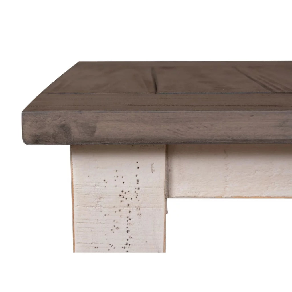 Cottage White and Brown Rectangular Wood End Table W7996