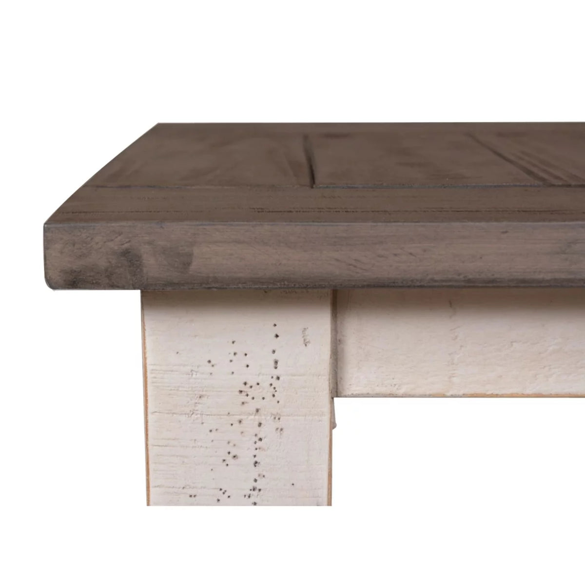 Cottage White and Brown Rectangular Wood End Table W7996