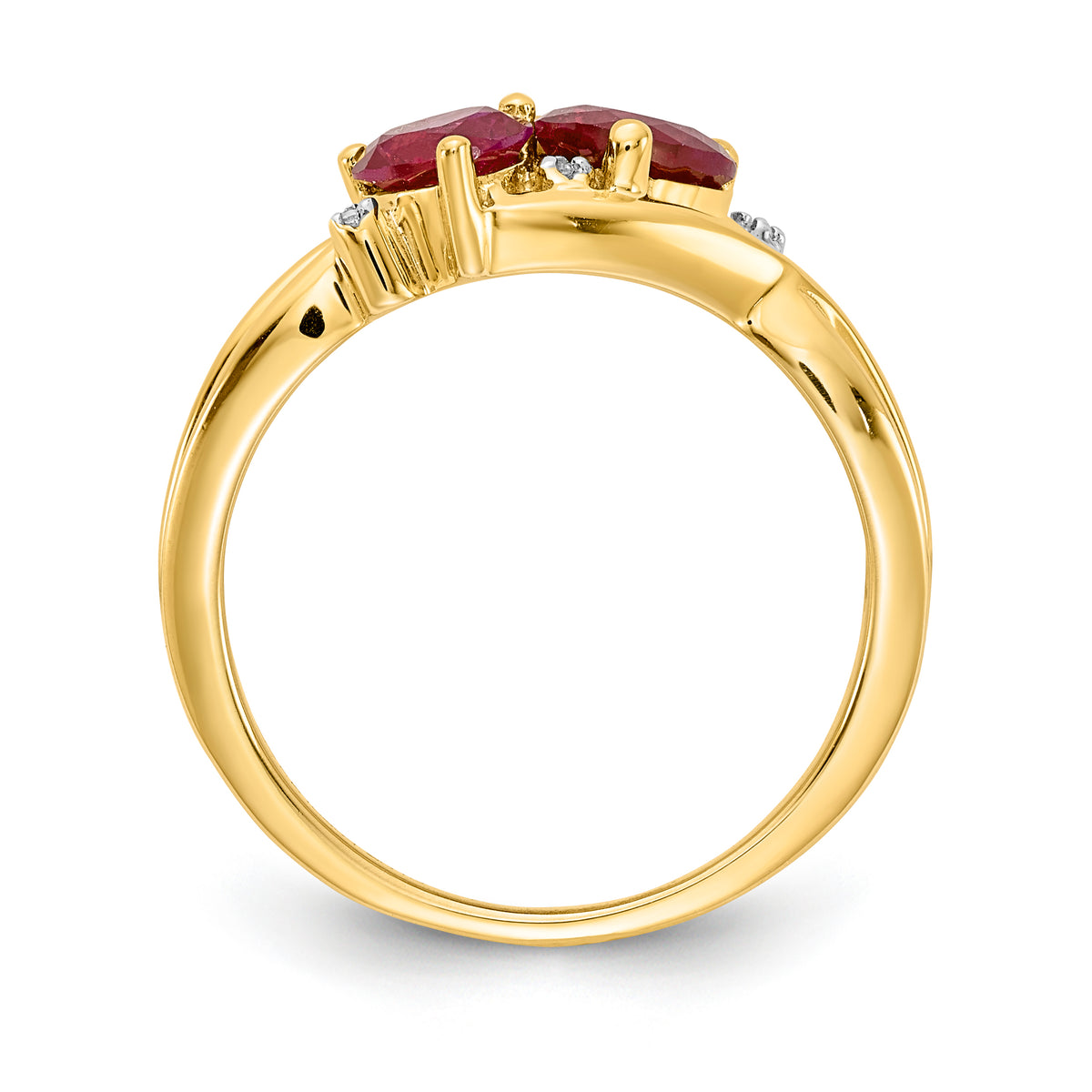 14 Karat Yellow Gold Lab Created Ruby and Diamond Ring R8624