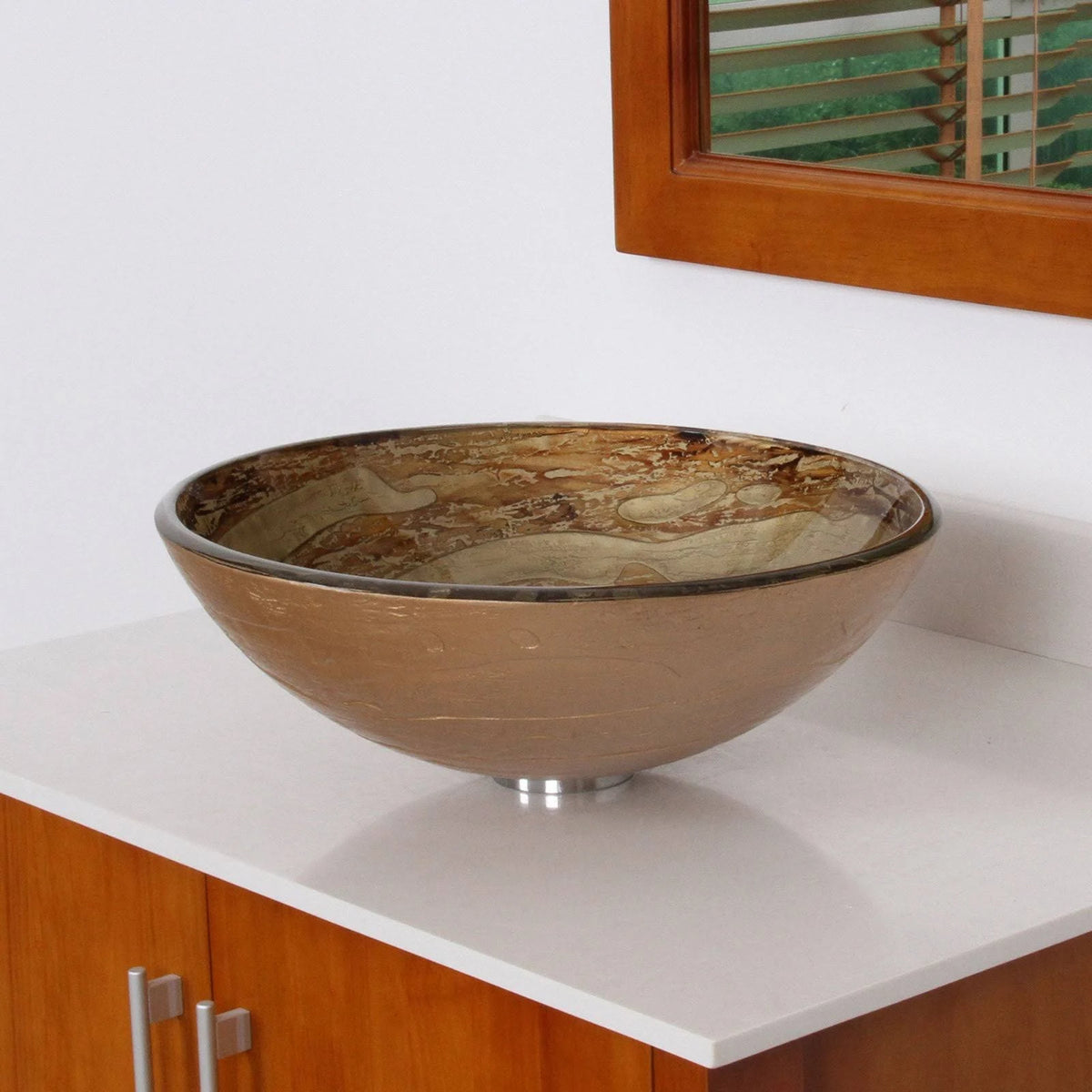 Tempered Glass Bathroom Vessel Sink with Chrome Faucet J170