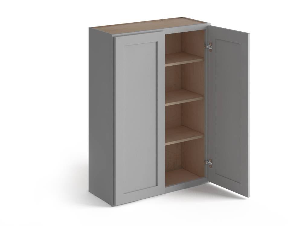 27-in W x 36-in H x 12-in D Proper Gray Birch Door Wall Stock Cabinet P1033