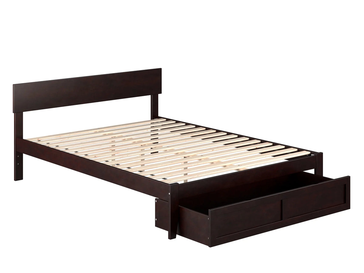 Queen Wood Platform Bed Frame with Foot Drawer Storage L926092