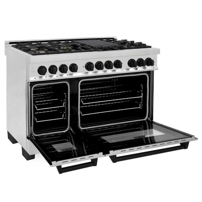 48 in. 7 Burner Double Oven Dual Fuel Range in Stainless Steel and Matte Black X997