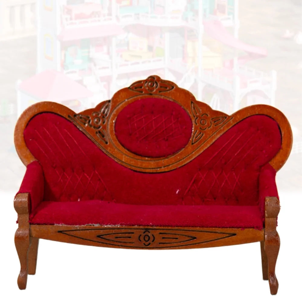 Walnut Wood Dollhouse Mini Sofa V829