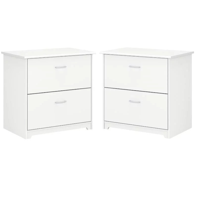 White 2 Drawer Wood Filing Cabinet Set of 2 C39698