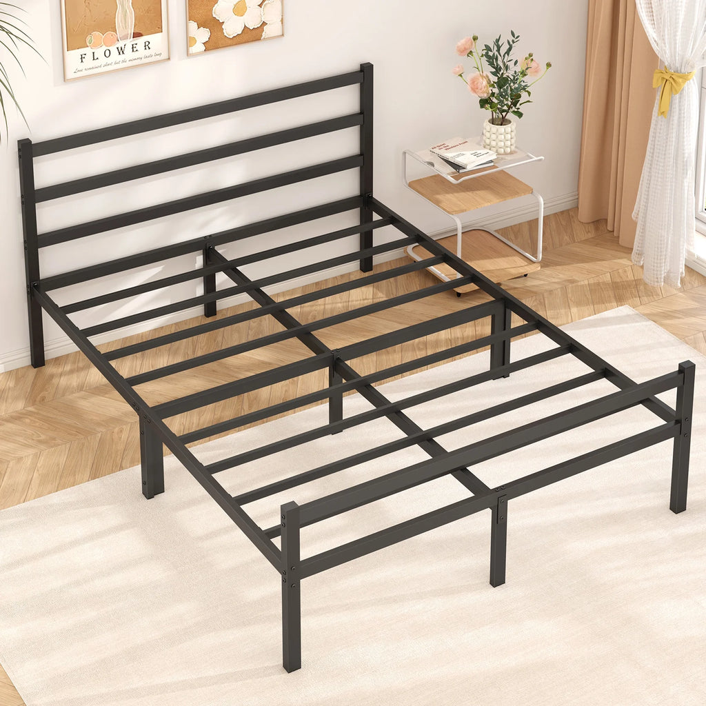 Queen Size Metal Platform Bed Frame with Headboard and Footboard N56421