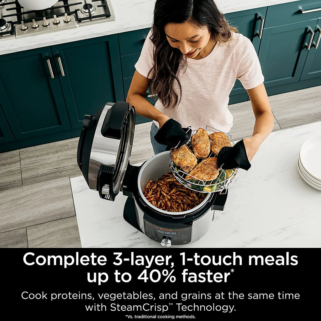 Open Box 8 Qt Pressure Cooker Steam Fryer with SmartLid Silver V925083