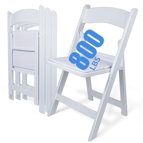 White 4 PCS Lightweight Resin Folding Chairs with Padding L328436