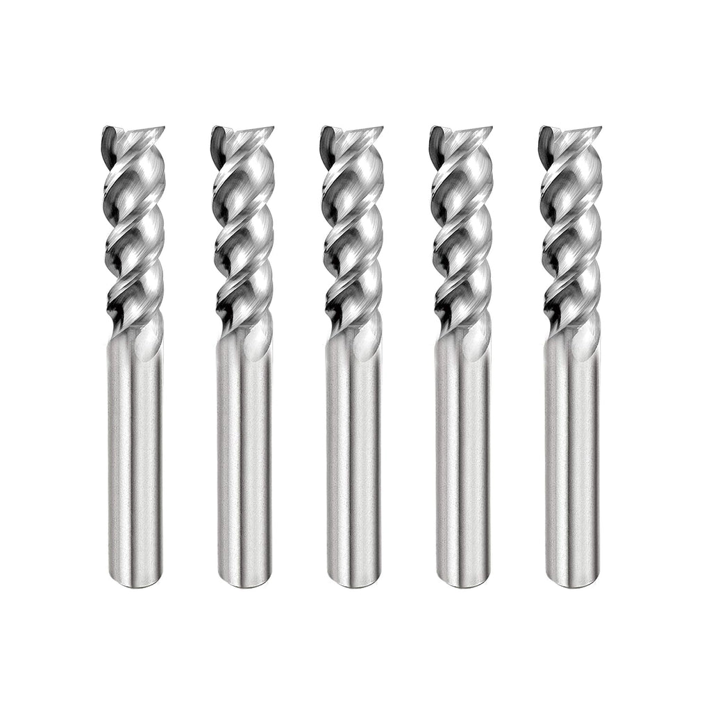 Carbide Square End Mill 3 Flute 5 Pieces 1/4 T64986