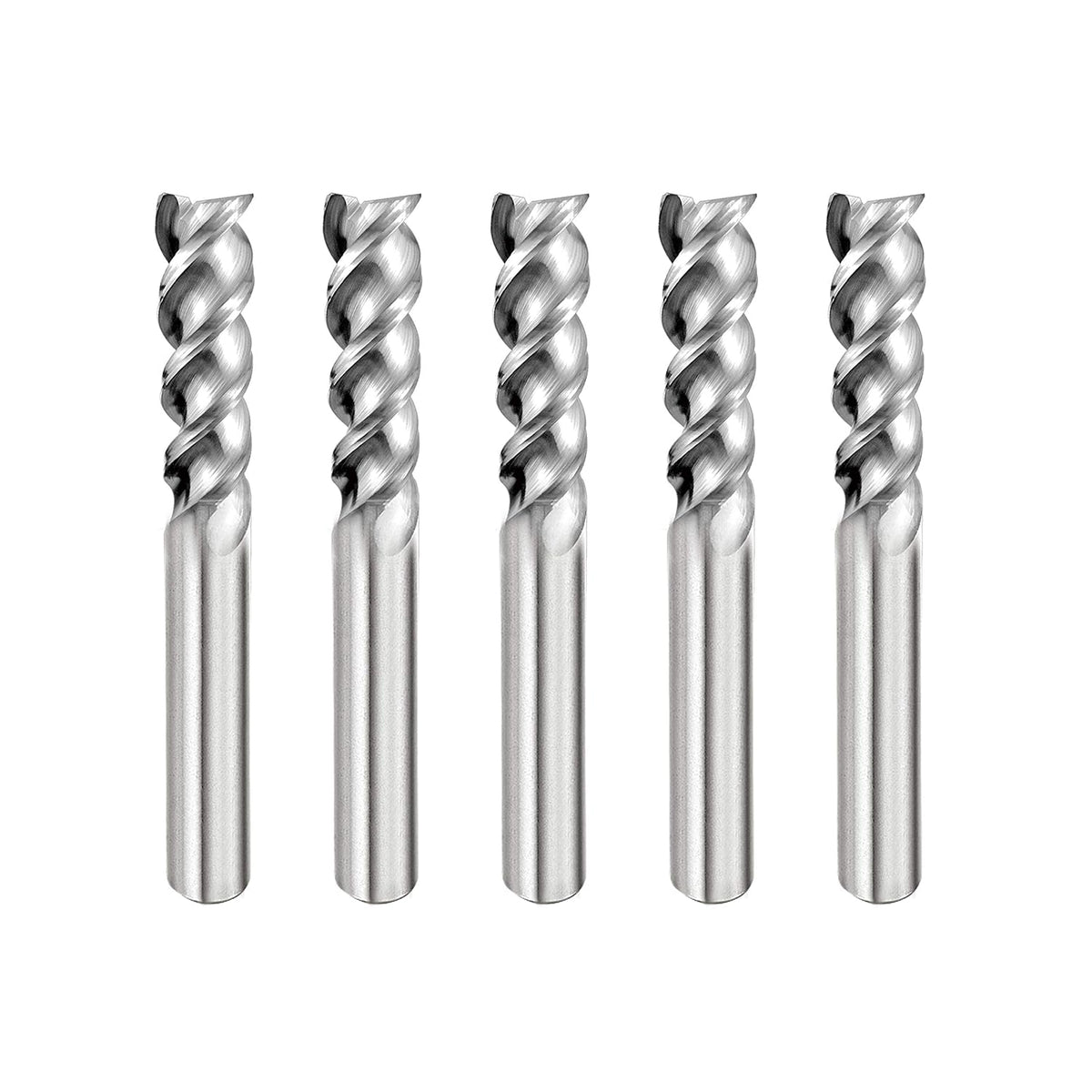 Carbide Square End Mill 3 Flute 5 Pieces 1/4 T64986