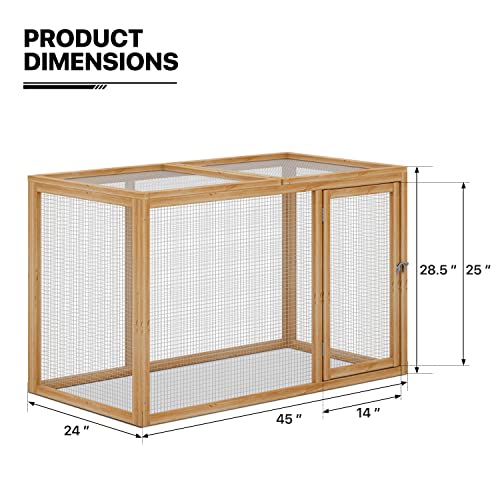 Wood Chicken Cage Rabbit Hutch with Openable Roof and Side Door, 45 x 24 x 28 inch Y58400