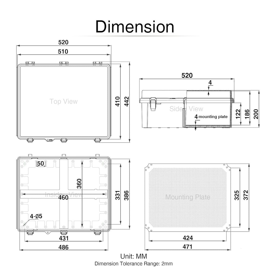 Junction Box with Mounting Plate, IP67 Waterproof ABS Plastic Grey E128135