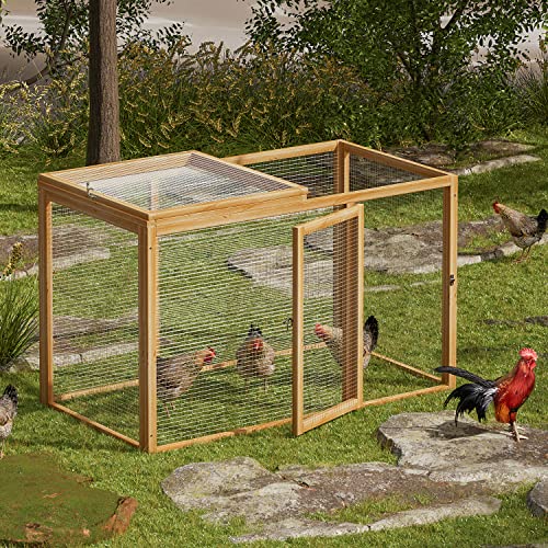 Wood Chicken Cage Rabbit Hutch with Openable Roof and Side Door, 45 x 24 x 28 inch Y58400
