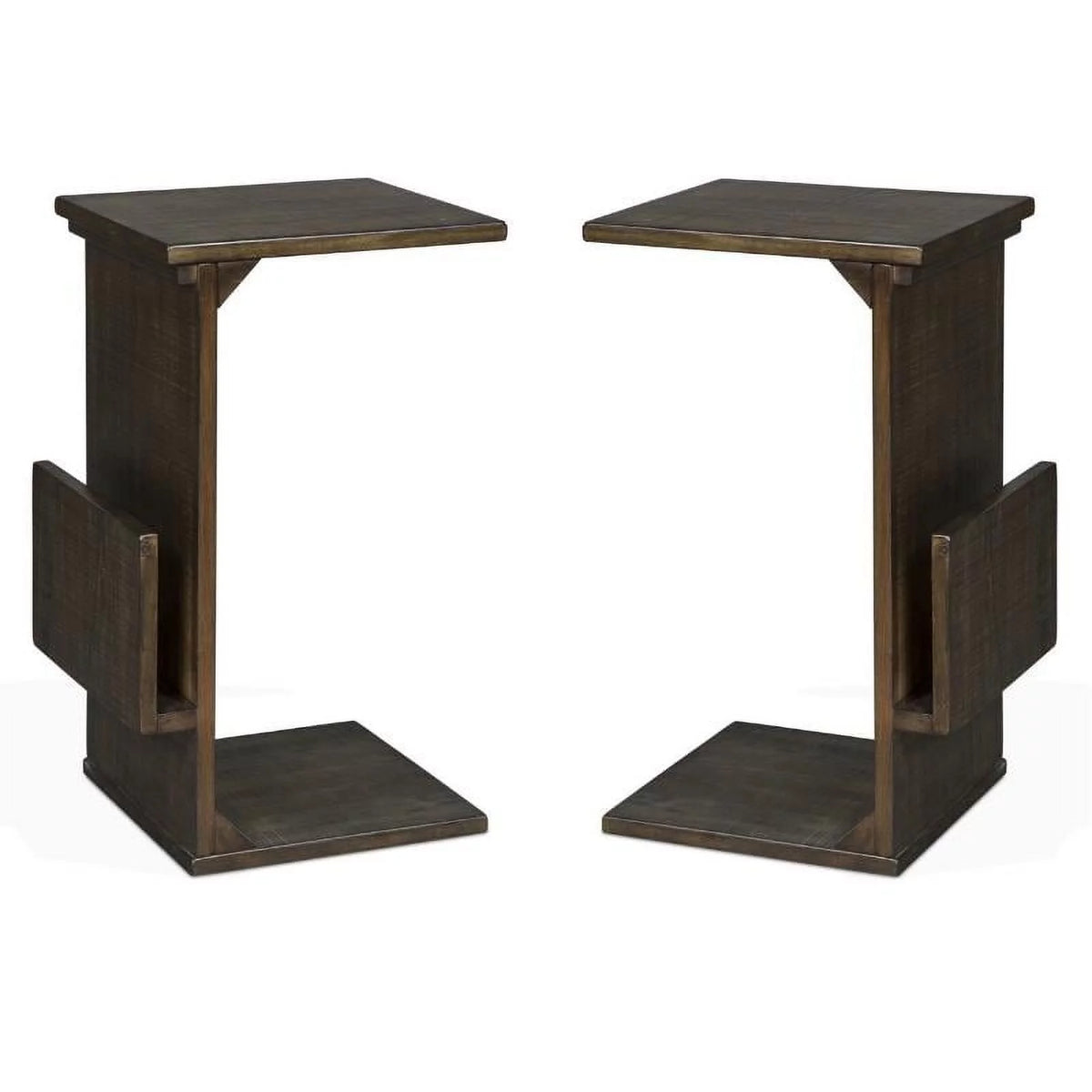 14" Mahogany Wood Chairside Table Set of 2 A49744