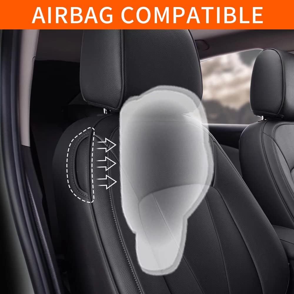 Faux Leather Car Seat Cover Full Set Front Rear Seat Black 5 Seats G5906
