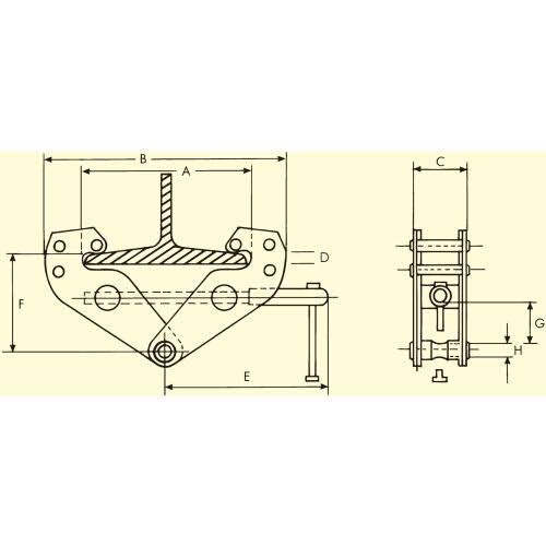 5 Ton Lifting Beam Clamp, 10000 lbs. W3214