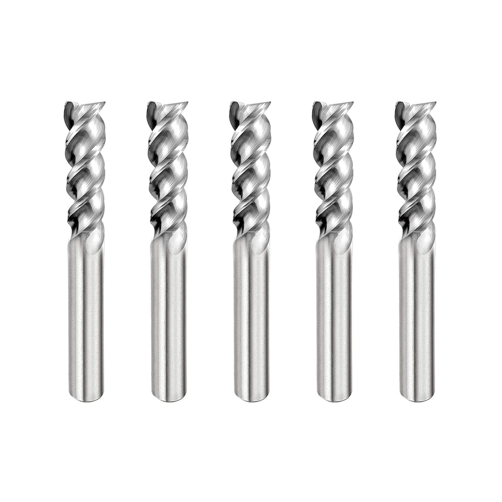 Carbide Square End Mill 3 Flute 5 Pieces 1/4 T64986