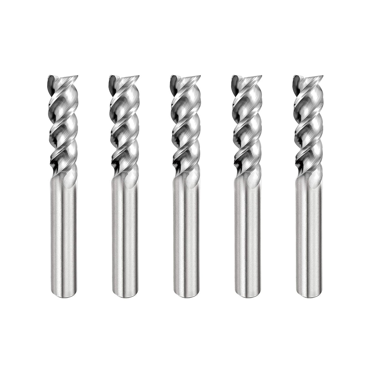 Carbide Square End Mill 3 Flute 5 Pieces 1/4 T64986