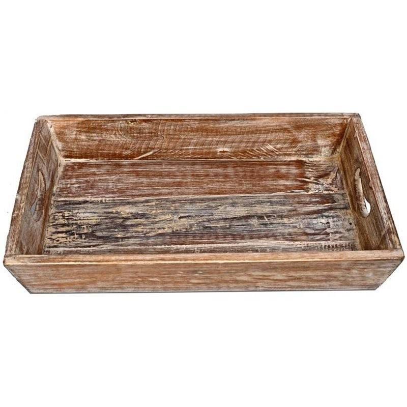 Sandy Brown Wooden Decorative Farmhouse Tray G2418